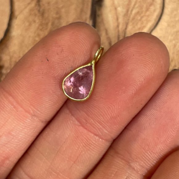 1.7CT Natural Light Cotton Candy Pink Tourmaline Pear Shape in 14K Yellow 14x6mm - Picture 2 of 6